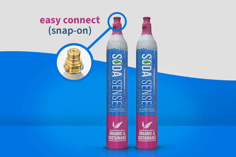 Get new Easy Connect CO2 canisters. Our Easy Connect CO2 canisters are compatible with all Sodastream Quick Connect machines that use snap-on canisters.