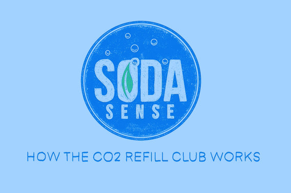 A title screen for a video on how the Soda Sense CO2 refill club works with the Soda Sense logo.