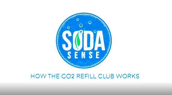 A title screen for a video on how the Soda Sense CO2 refill club works with the Soda Sense logo.